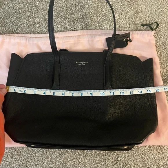 Kate Spade Black Leather Tote Handbag with Dust Bag EUC - Picture 10 of 12